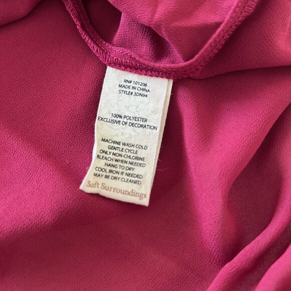 Soft Surroundings Rossini Blouse Layered Sheer Sangria ButtonUp Tunic Women SZPM - Picture 10 of 11